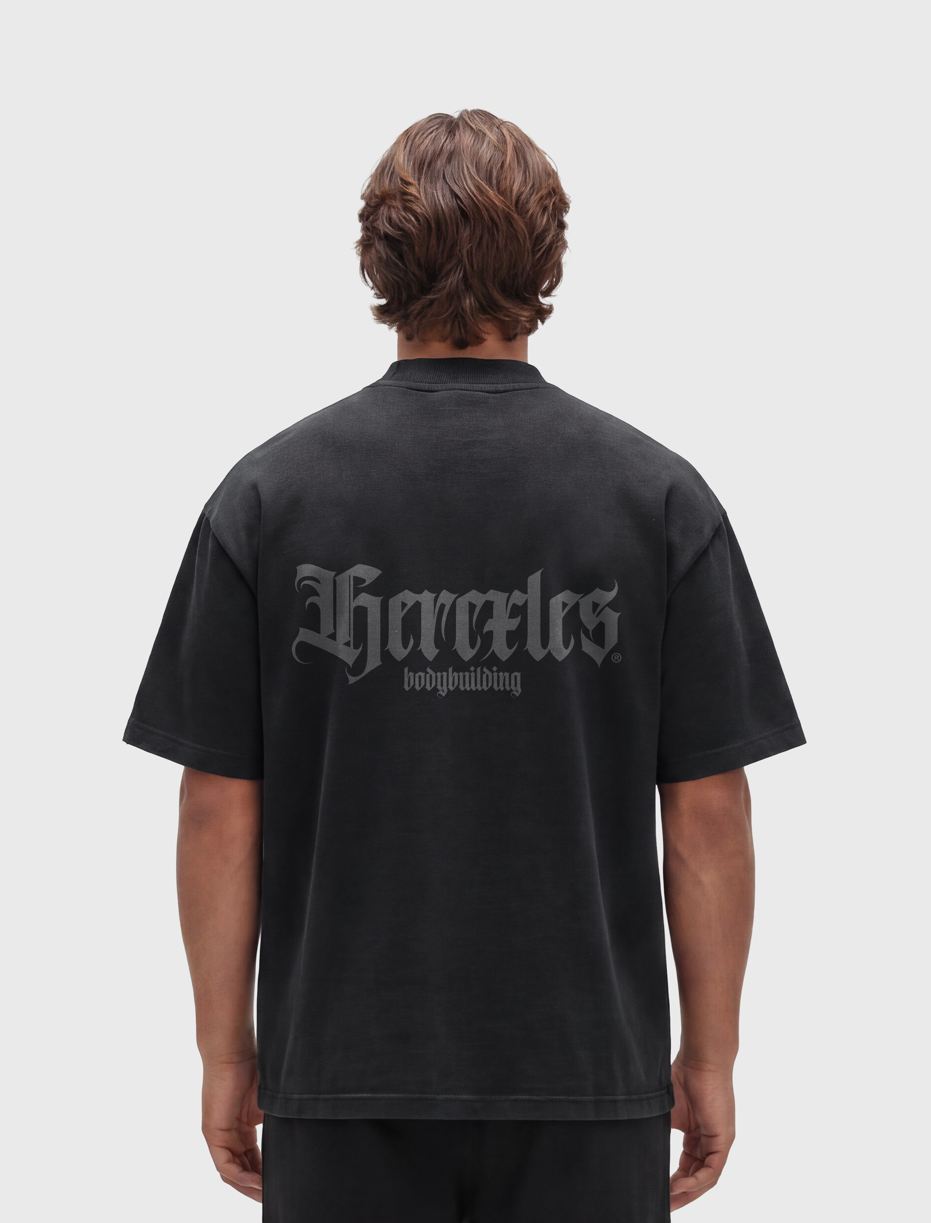 HERCXLES Bodybuilding Heavyweight T-shirt - Black model back